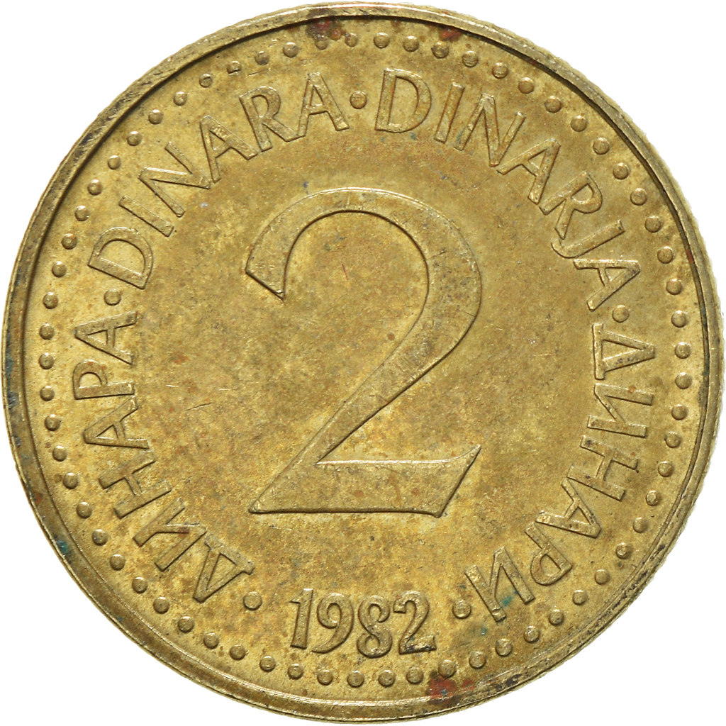 Moneda, Yugoslavia, 2 Dinara, 1982