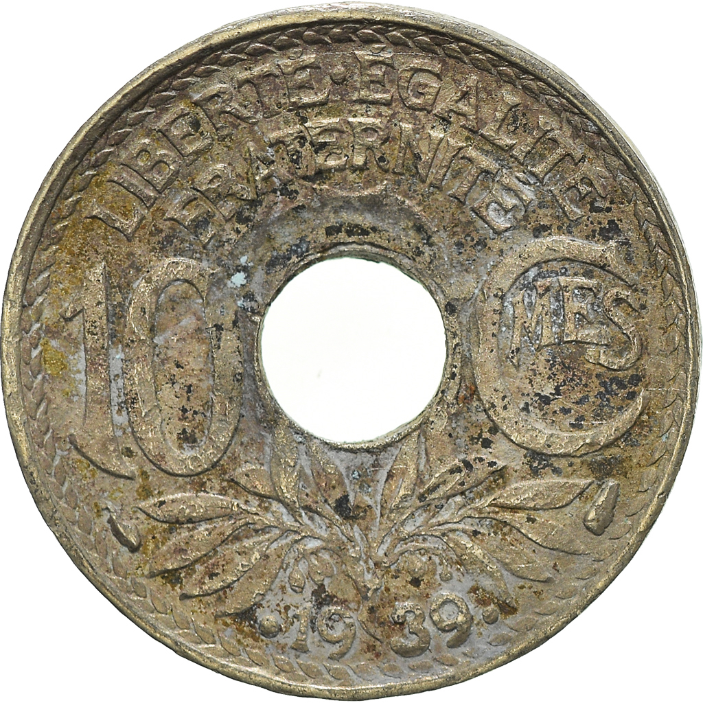 Moneda, Francia, 10 Centimes, 1939