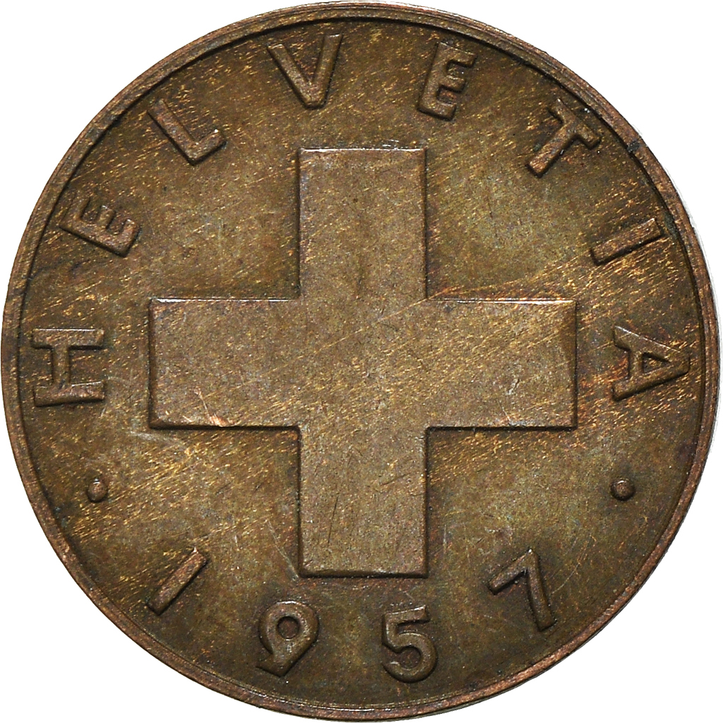 Moneda, Suiza, Rappen, 1957