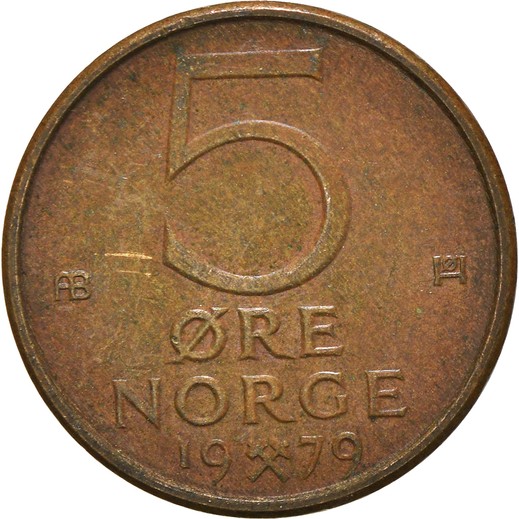 Moneda, Noruega, 5 Öre, 1979