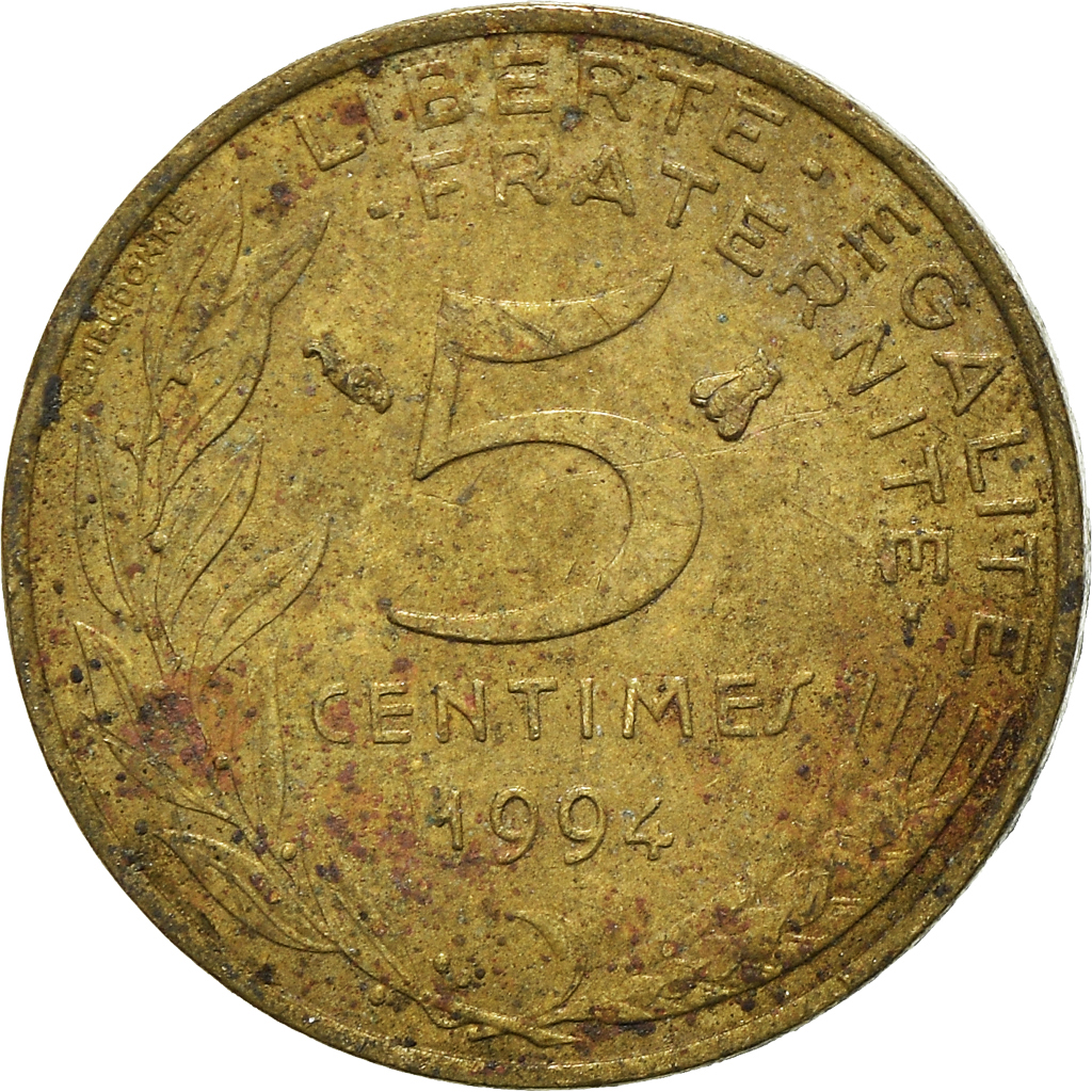 Moneda, Francia, 5 Centimes, 1994