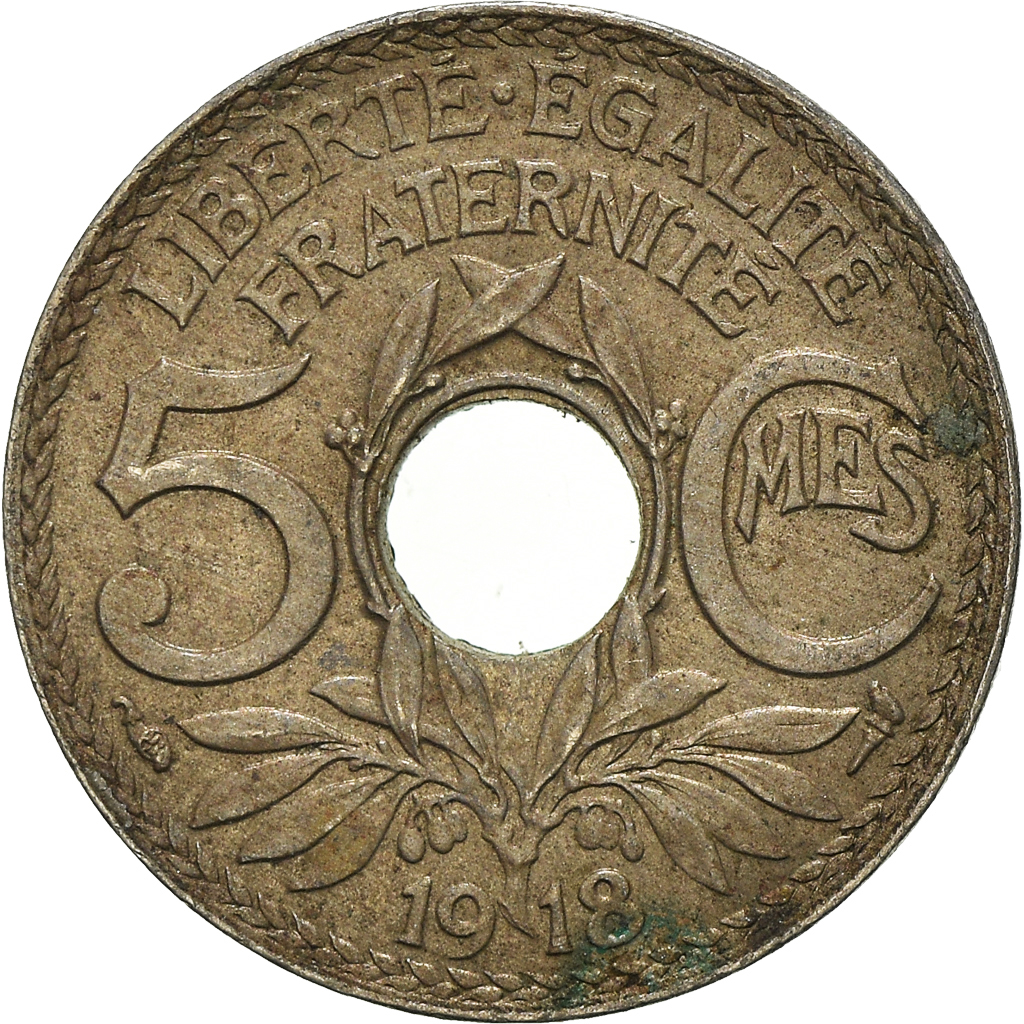 Moneda, Francia, 5 Centimes, 1918
