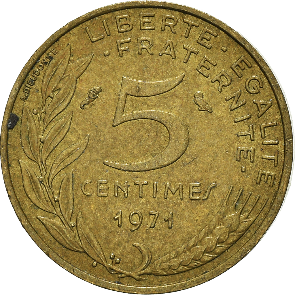 Moneda, Francia, 5 Centimes, 1971
