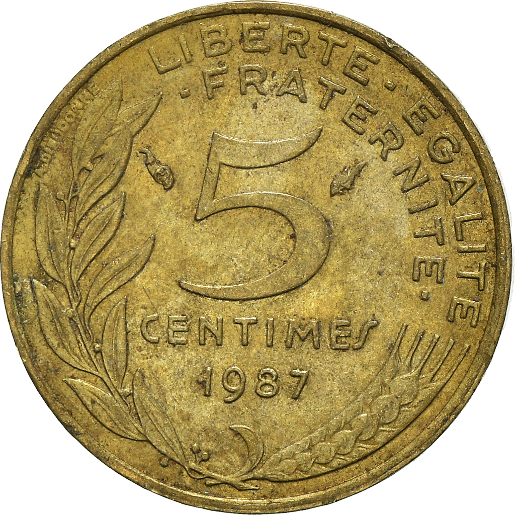 Moneda, Francia, 5 Centimes, 1987
