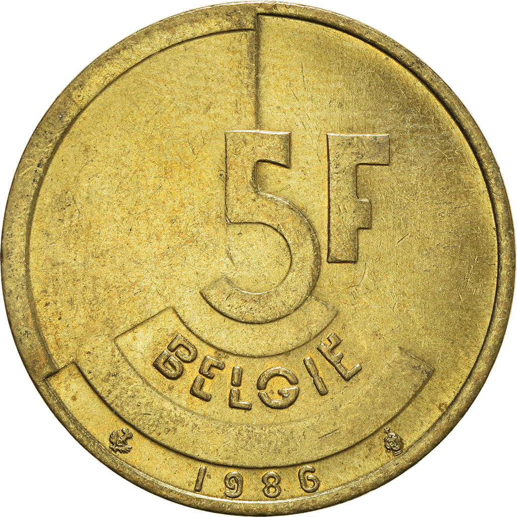 Moneda, Bélgica, 5 Francs, 5 Frank, 1986