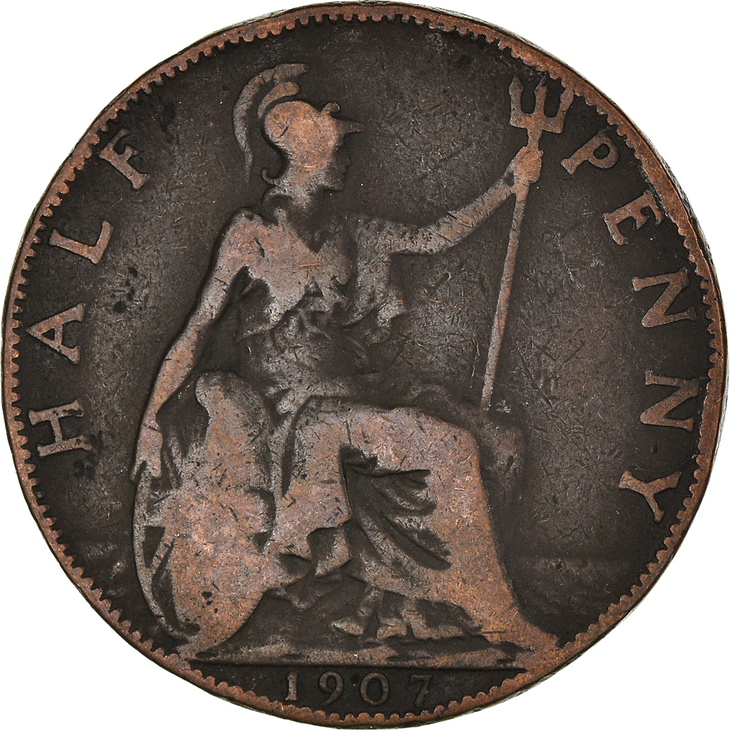 Moneda, Gran Bretaña, 1/2 Penny, 1907
