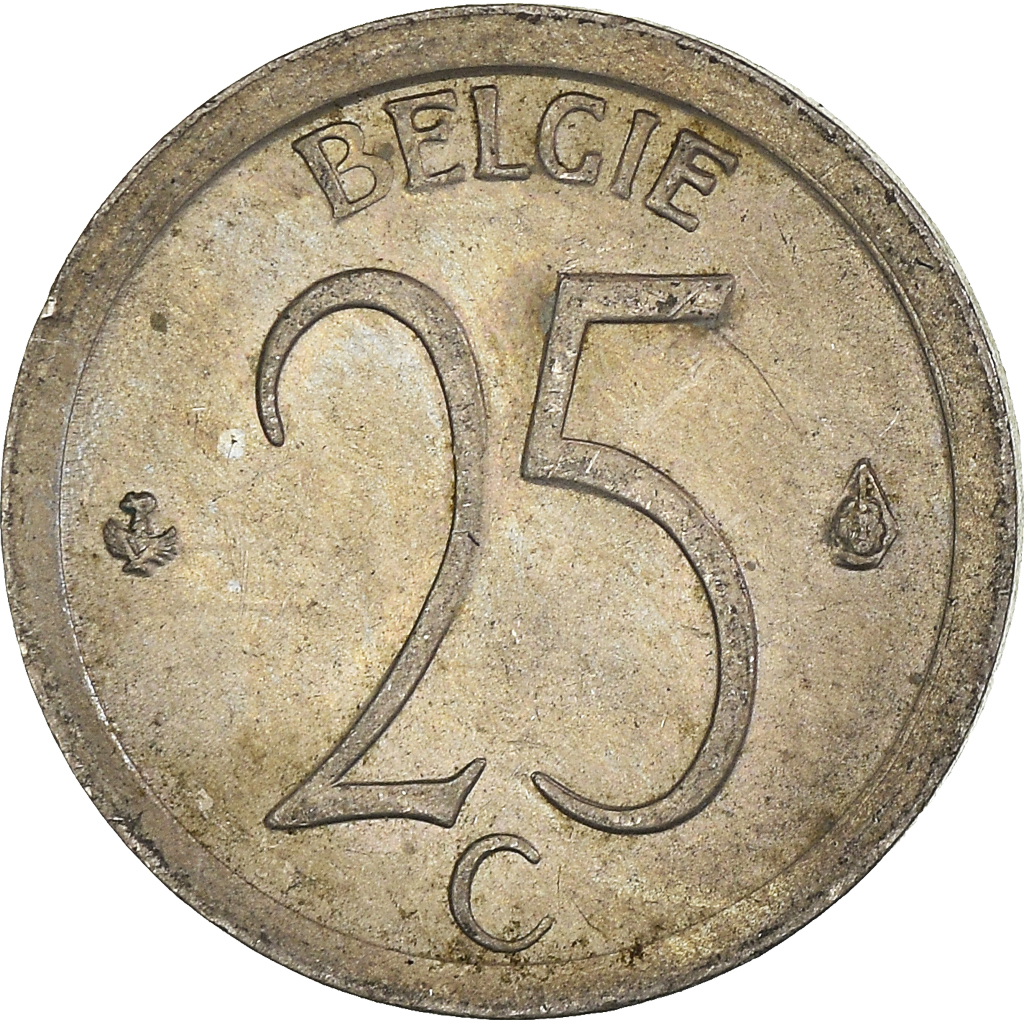 Moneda, Bélgica, 25 Centimes, 1966
