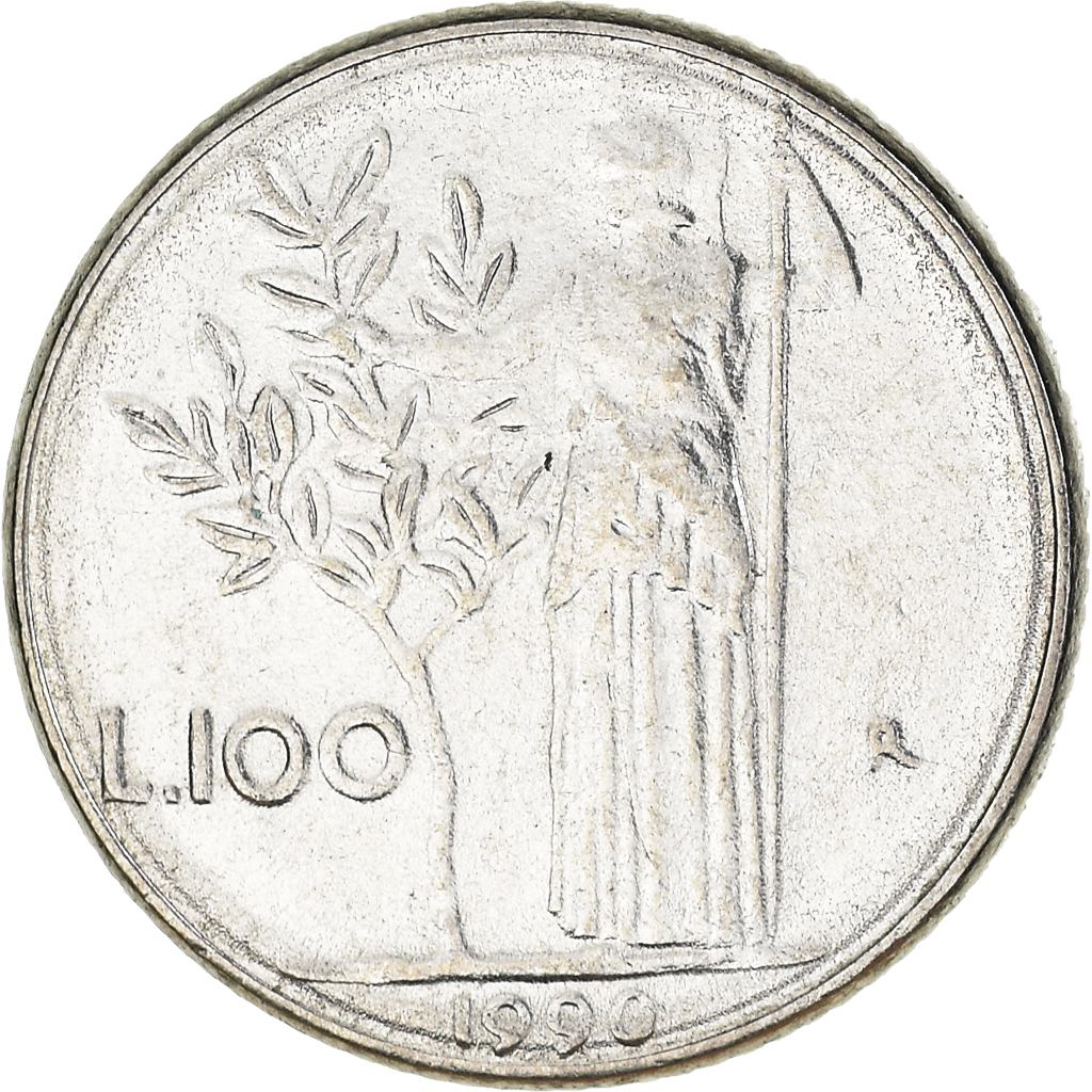 Moneda, Italia, 100 Lire, 1990