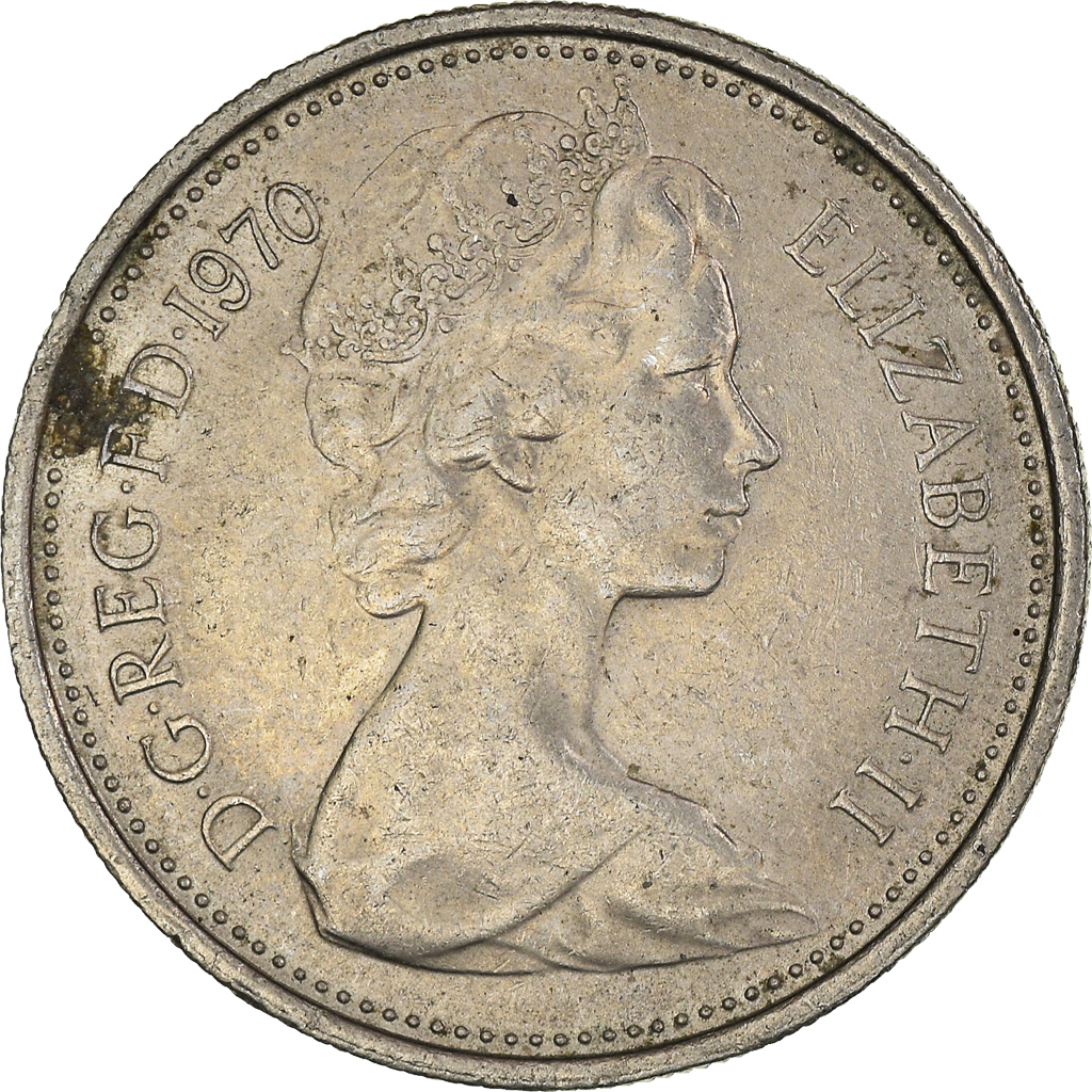 Moneda, Gran Bretaña, 5 New Pence, 1970
