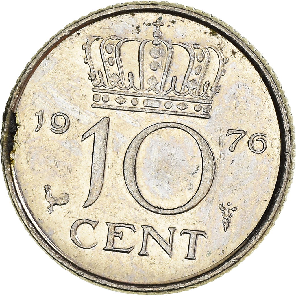 Moneda, Países Bajos, 10 Cents, 1976