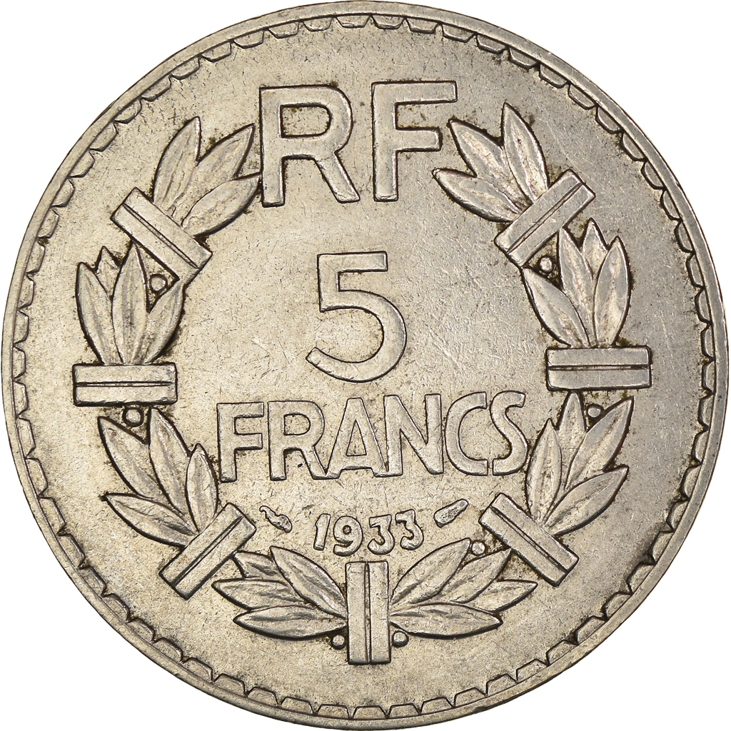 Moneda, Francia, 5 Francs, 1933