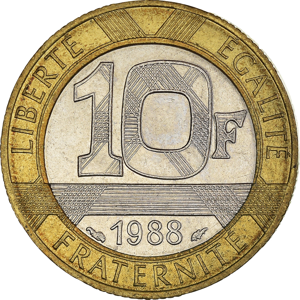 Moneda, Francia, 10 Francs, 1988