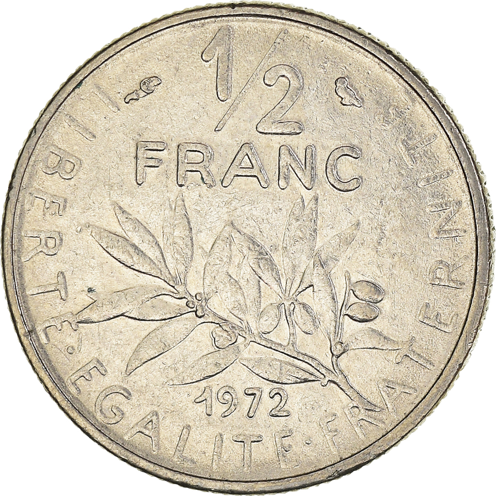 Moneda, Francia, 1/2 Franc, 1972