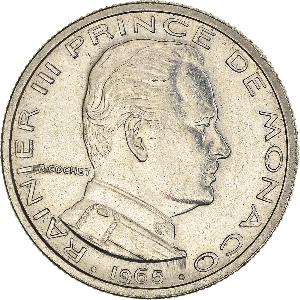 Moneda, Mónaco, 1/2 Franc, 1965