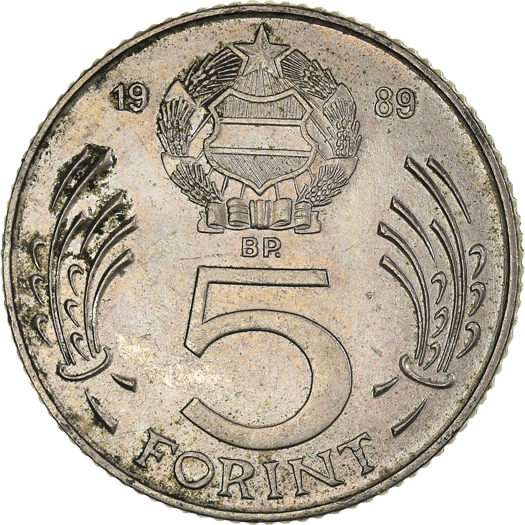 Moneda, Hungría, 5 Forint, 1989