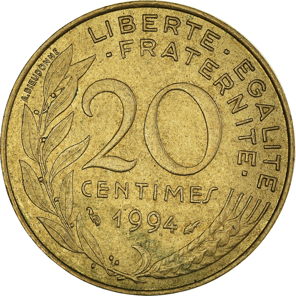 Moneda, Francia, 20 Centimes, 1994