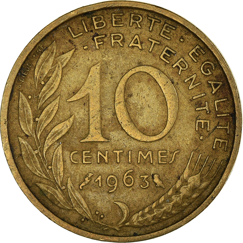 Moneda, Francia, 10 Centimes, 1963