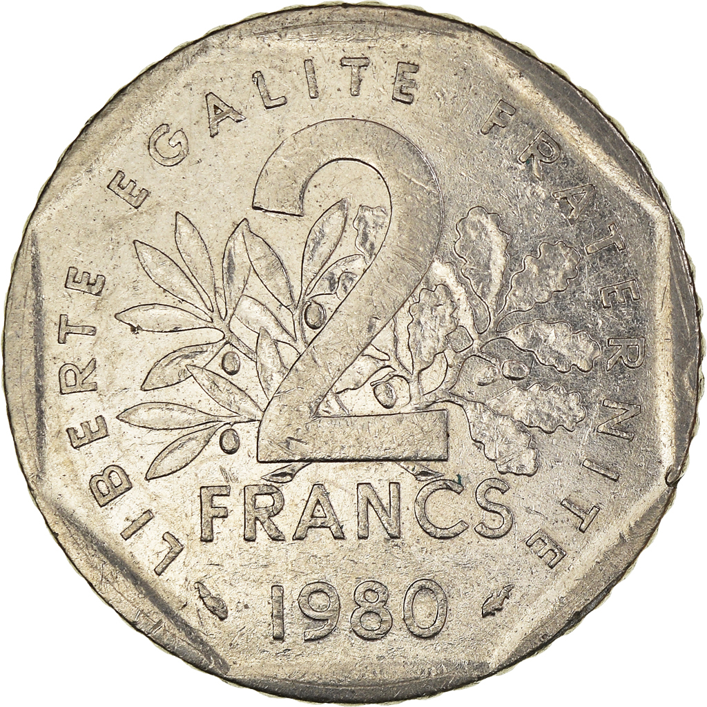 Moneda, Francia, 2 Francs, 1980