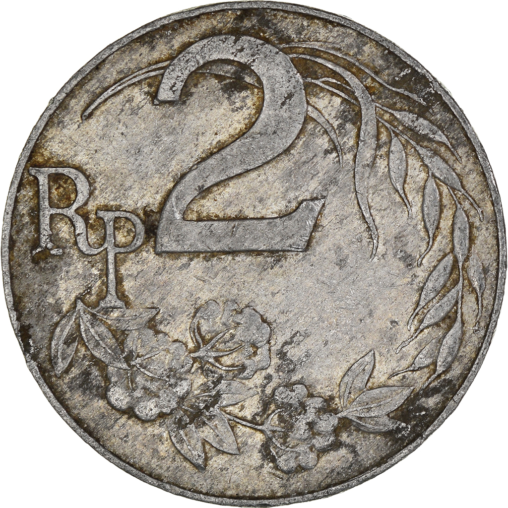 Moneda, Indonesia, 2 Rupiah, 1970