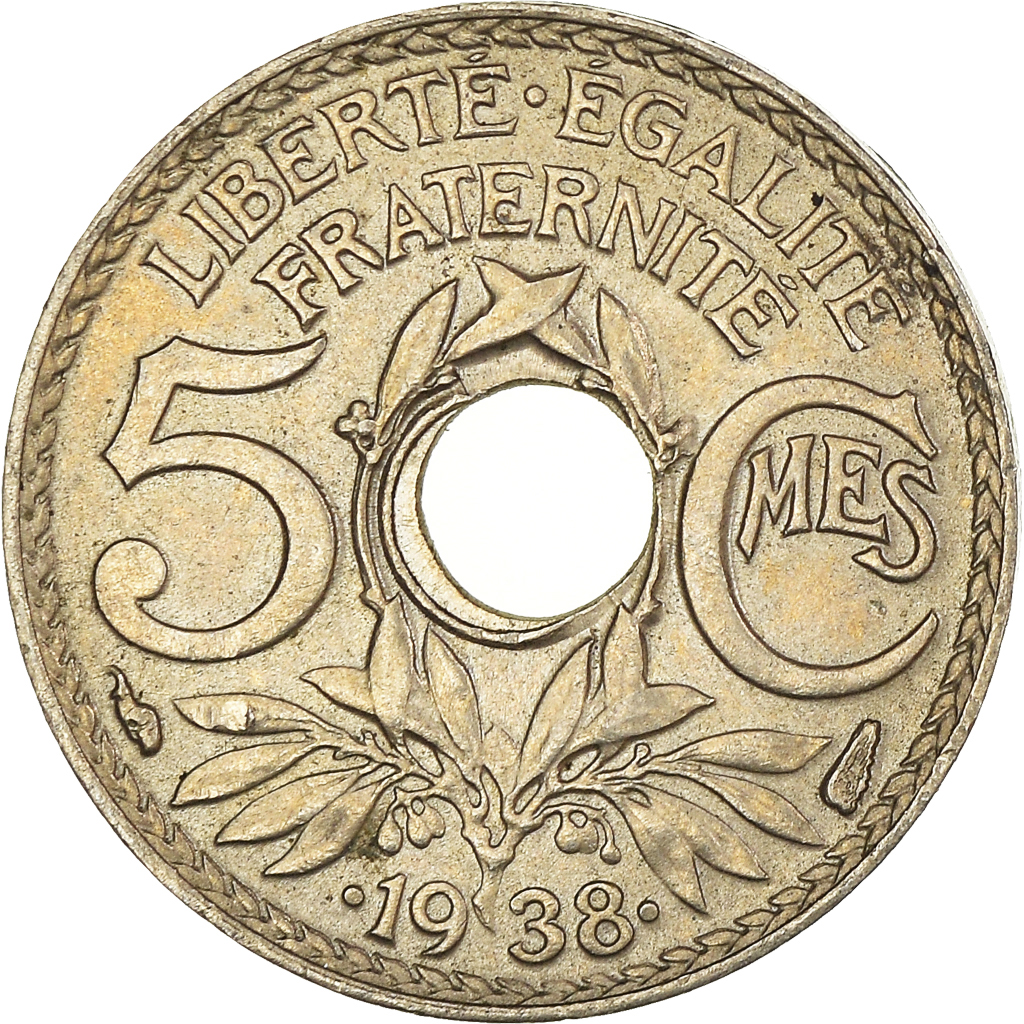 Moneda, Francia, 5 Centimes, 1938