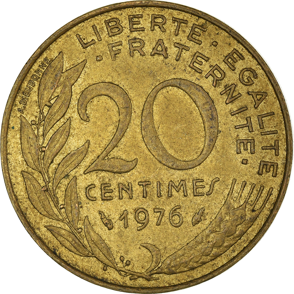 Moneda, Francia, 20 Centimes, 1976