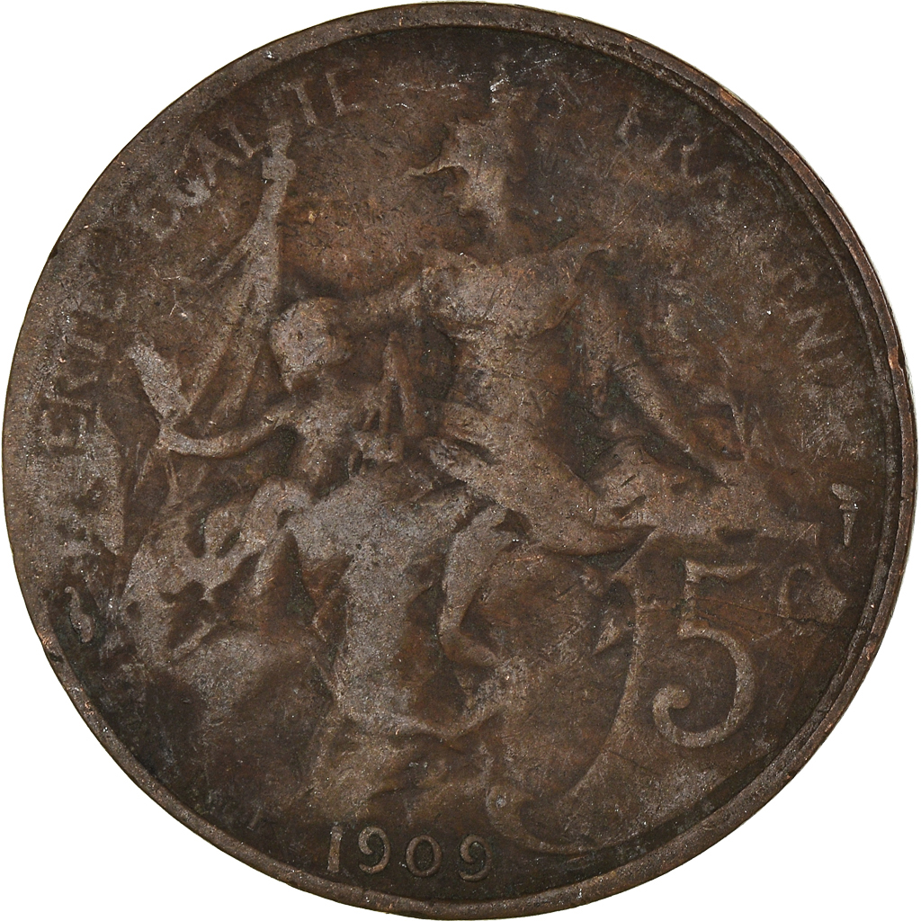 Moneda, Francia, 5 Centimes, 1909
