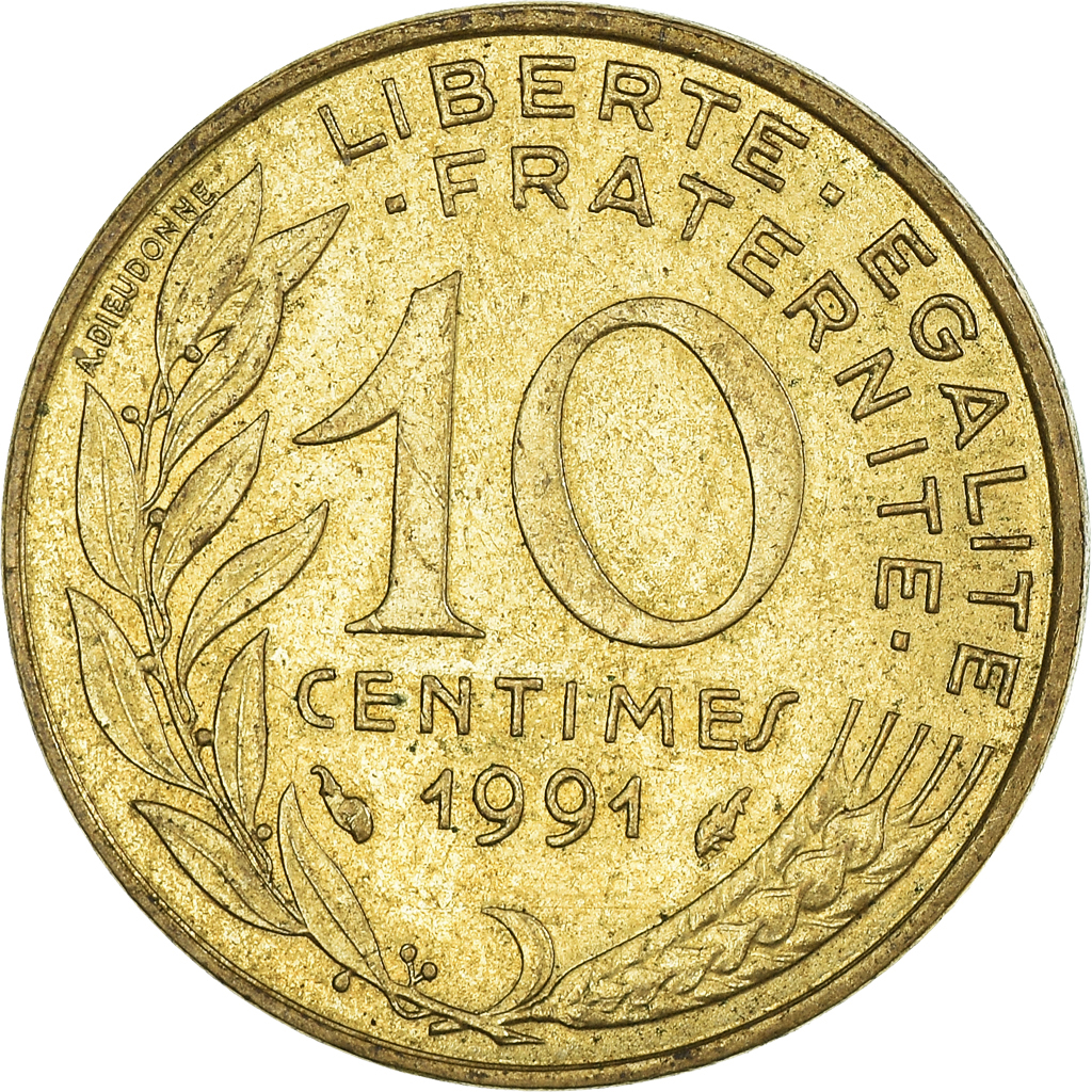 Moneda, Francia, 10 Centimes, 1991
