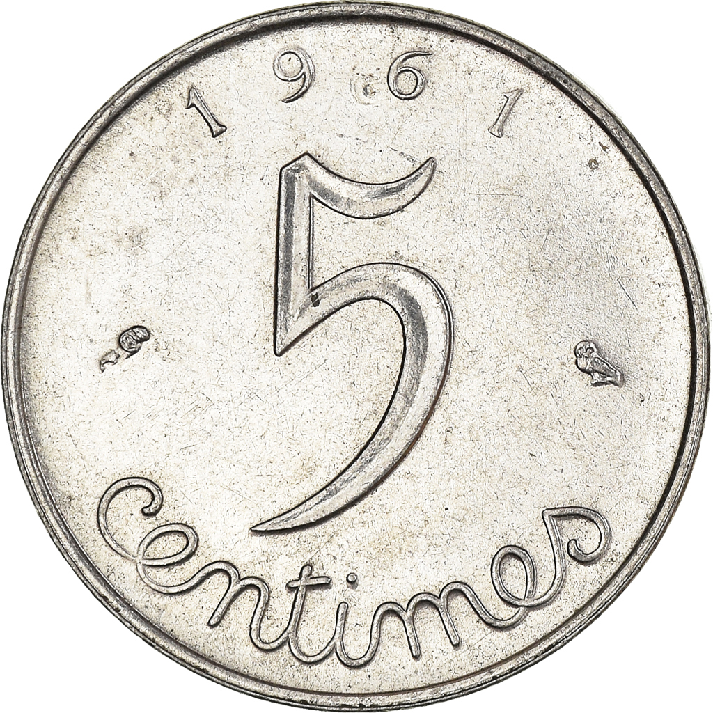 Moneda, Francia, 5 Centimes, 1961