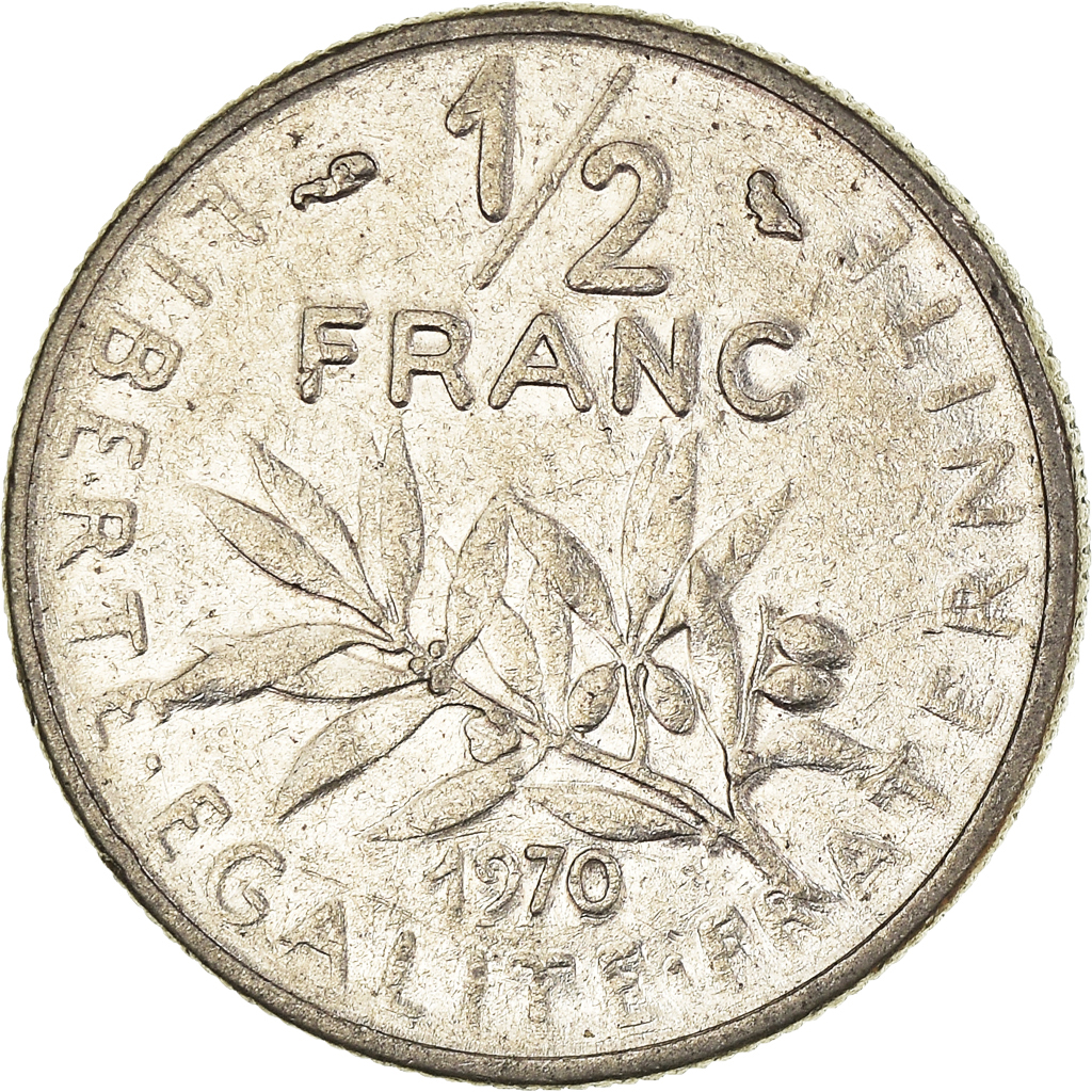 Moneda, Francia, 1/2 Franc, 1970