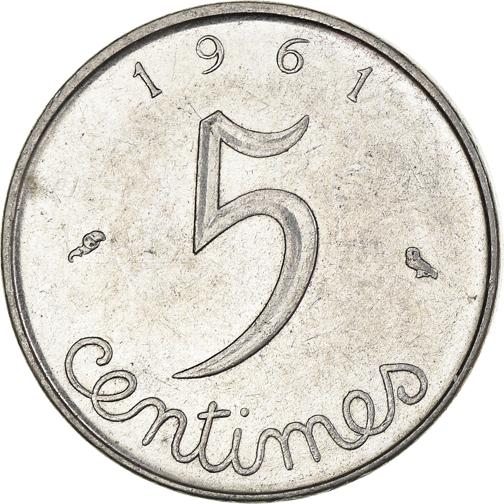 Moneda, Francia, 5 Centimes, 1961