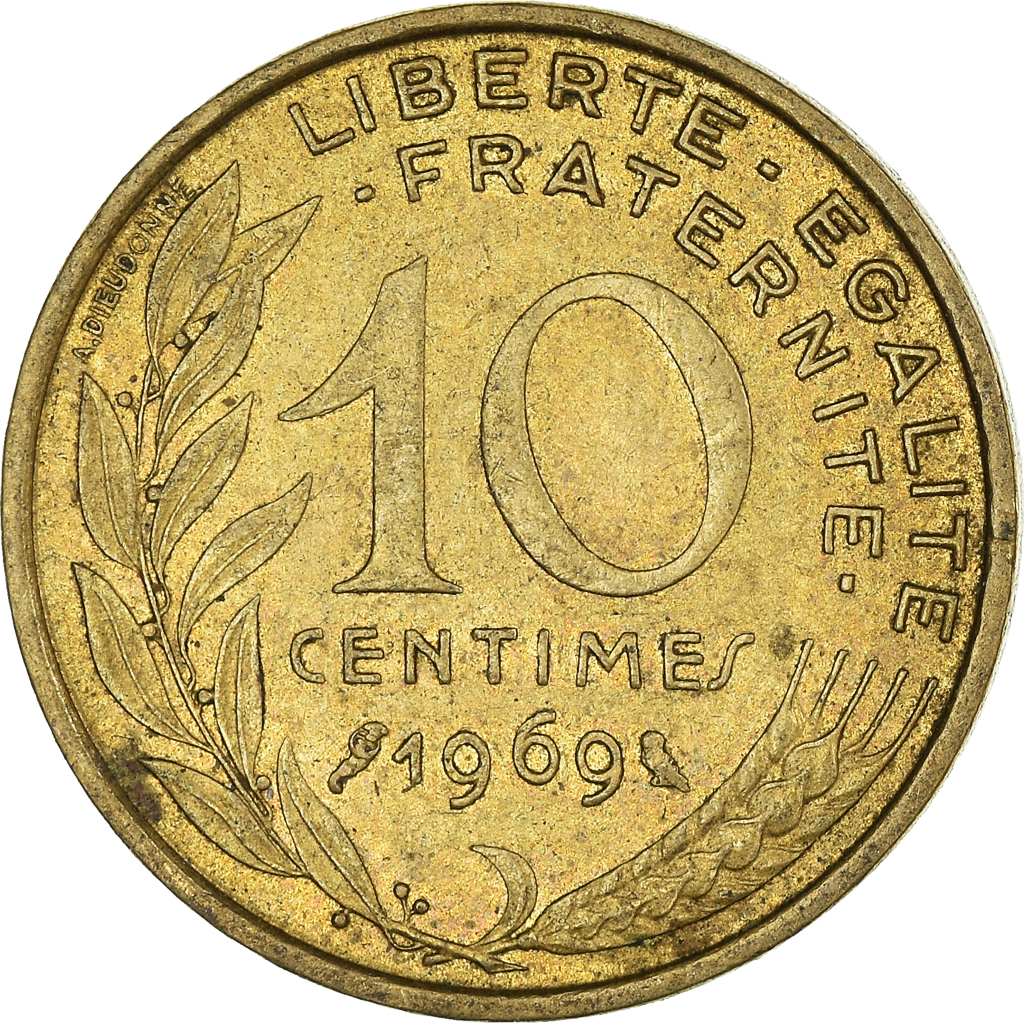 Moneda, Francia, 10 Centimes, 1969