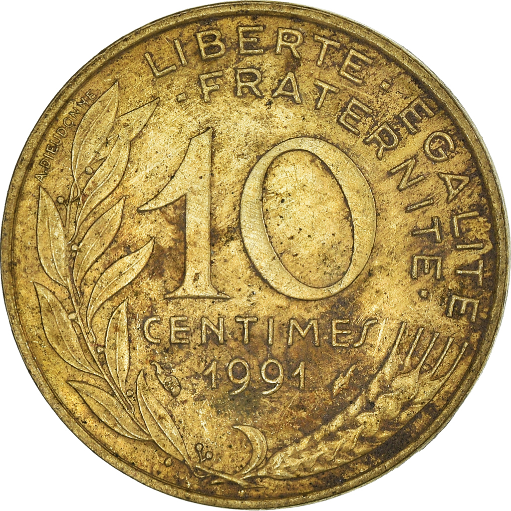Moneda, Francia, 10 Centimes, 1991