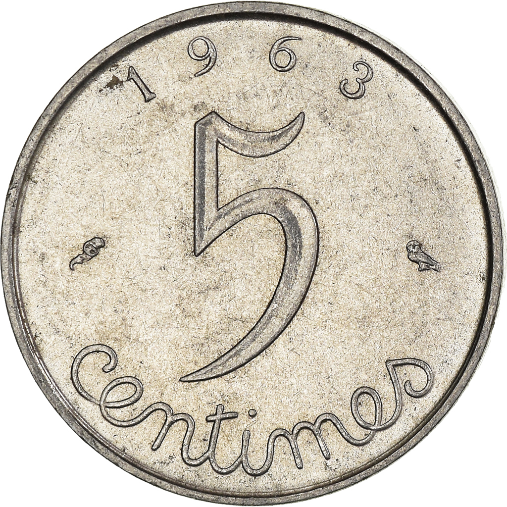 Moneda, Francia, 5 Centimes, 1963