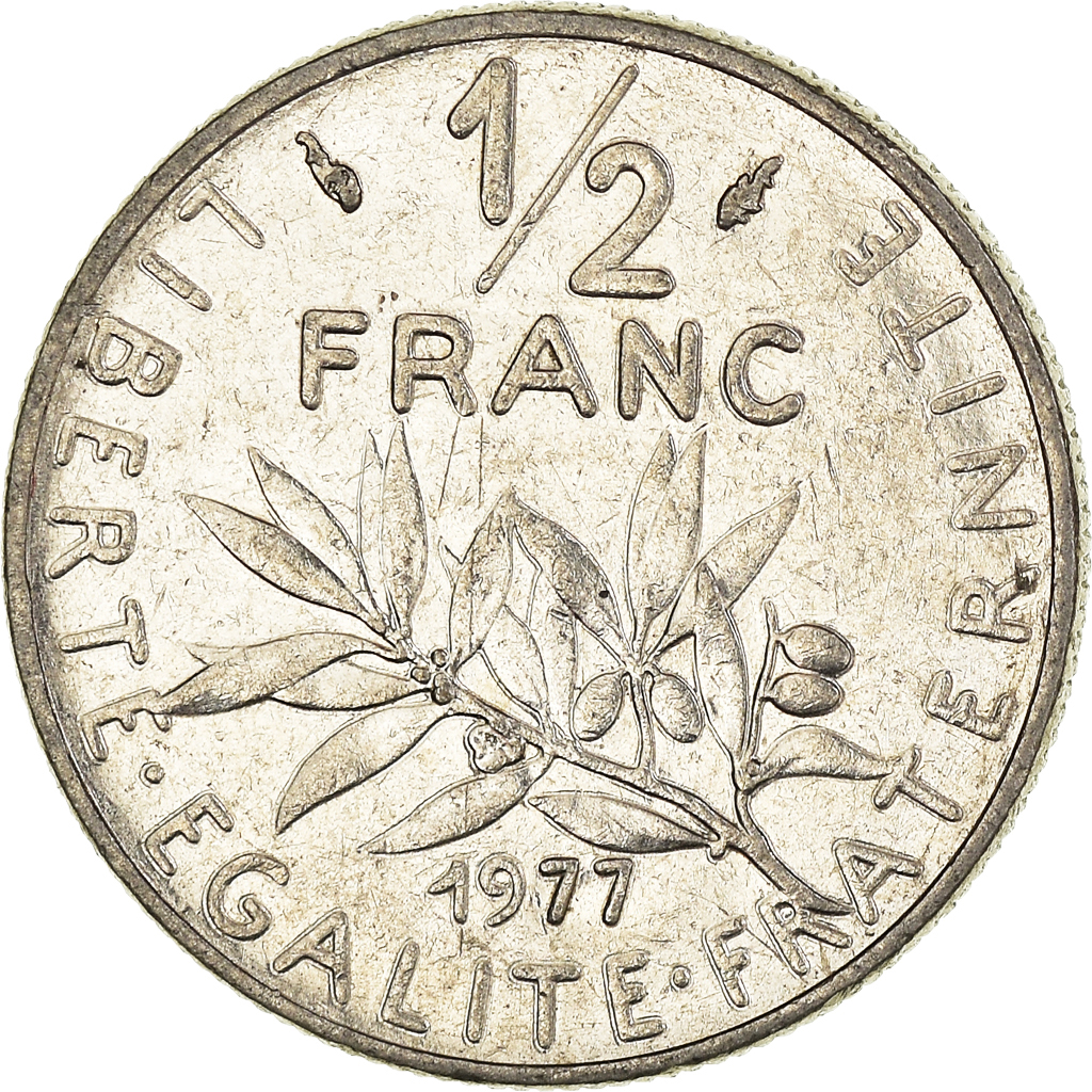 Moneda, Francia, 1/2 Franc, 1977