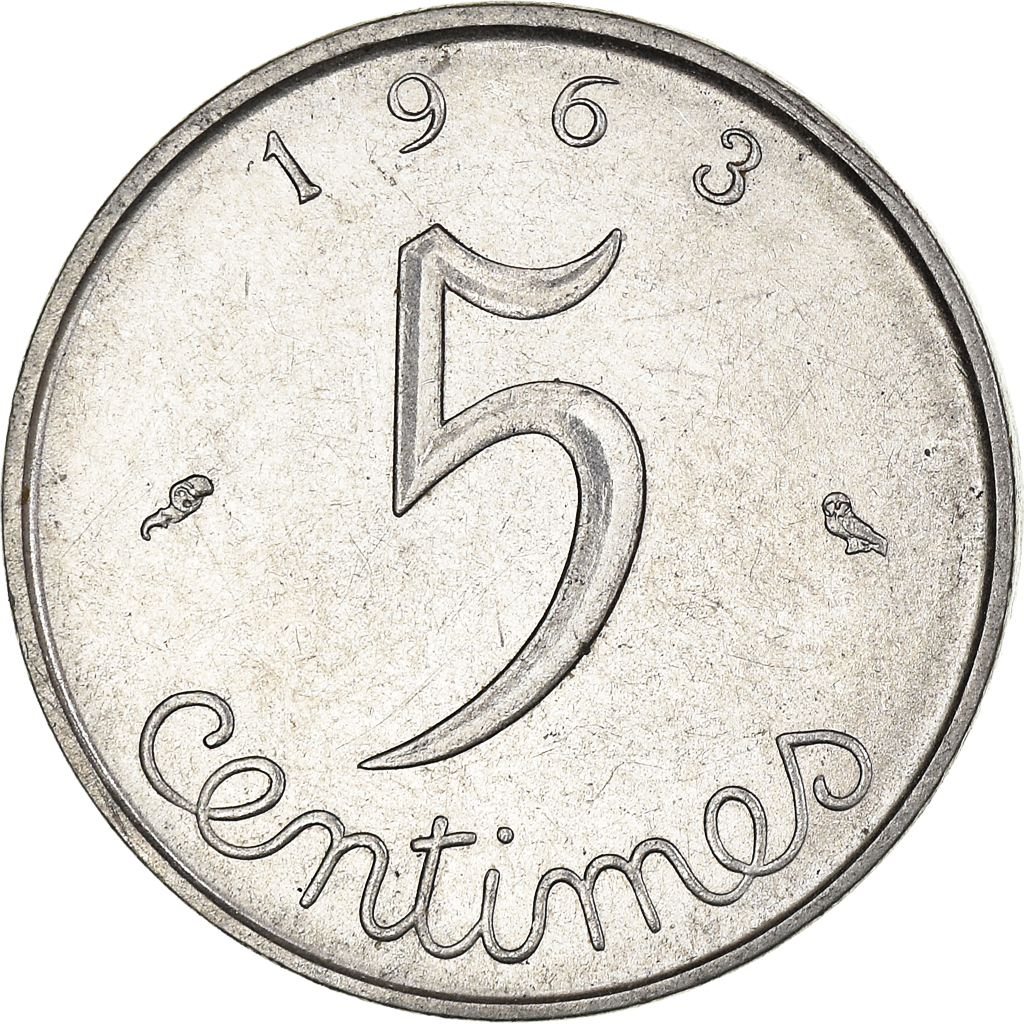 Moneda, Francia, 5 Centimes, 1963