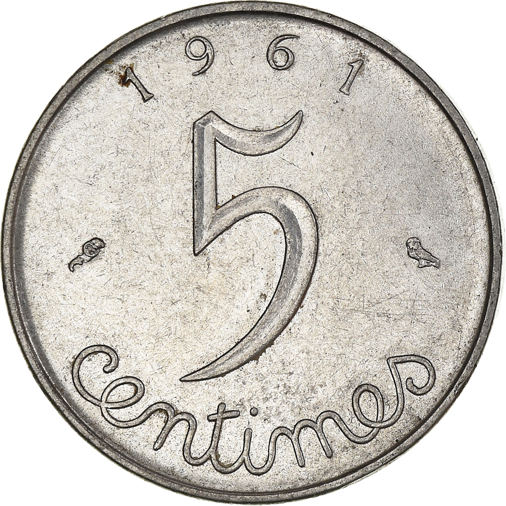 Moneda, Francia, 5 Centimes, 1961