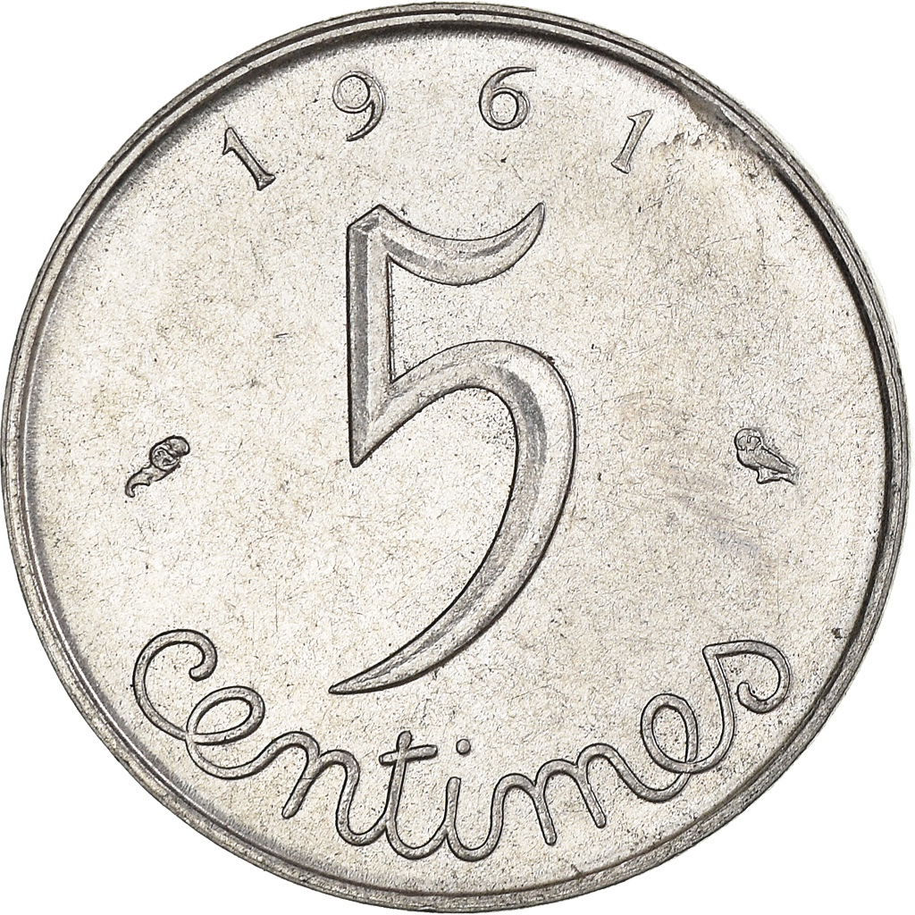 Moneda, Francia, 5 Centimes, 1961