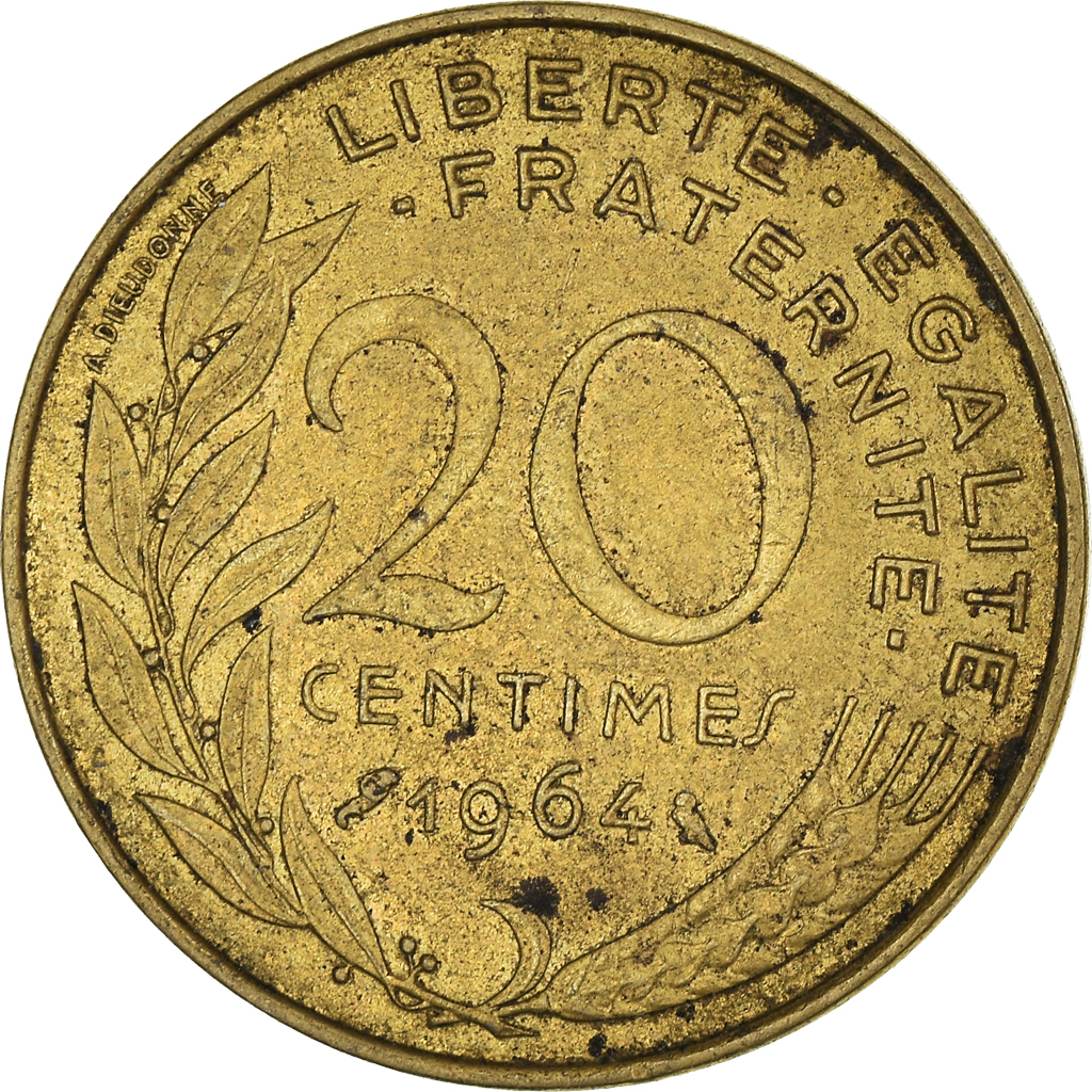 Moneda, Francia, 20 Centimes, 1964