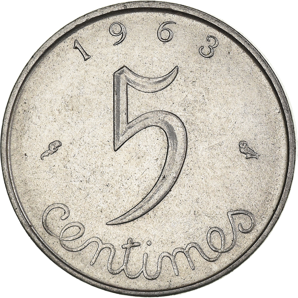 Moneda, Francia, 5 Centimes, 1963