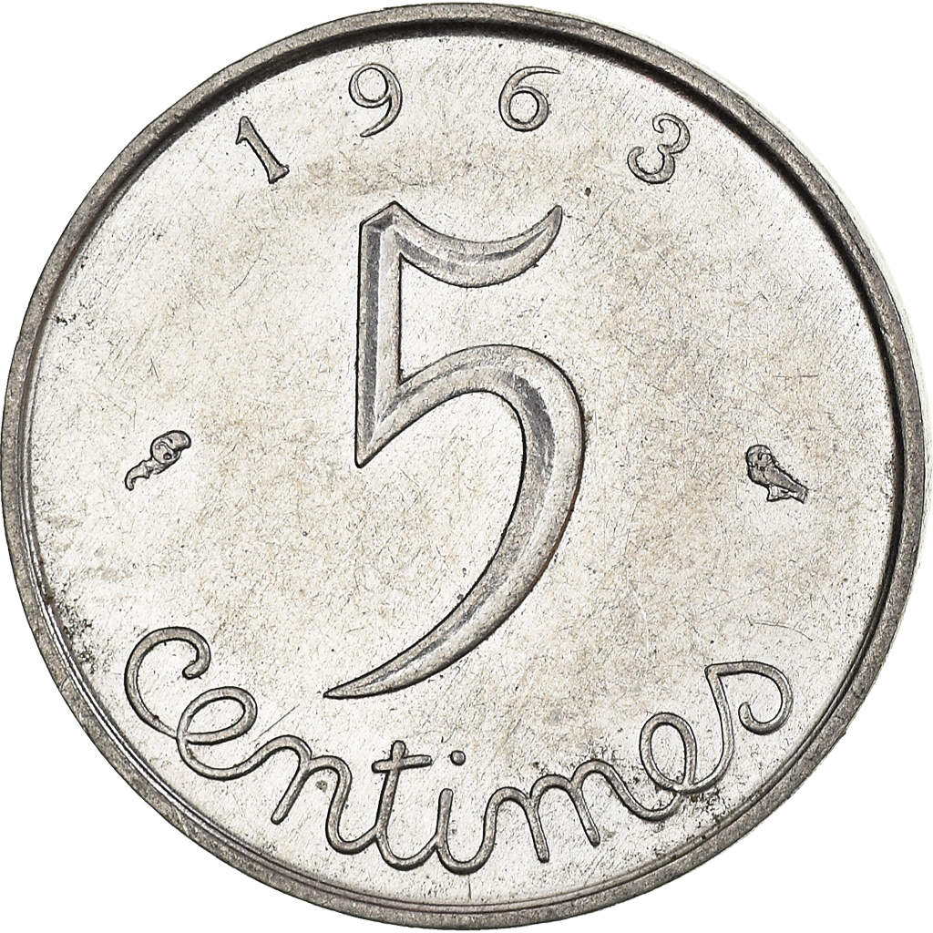 Moneda, Francia, 5 Centimes, 1963