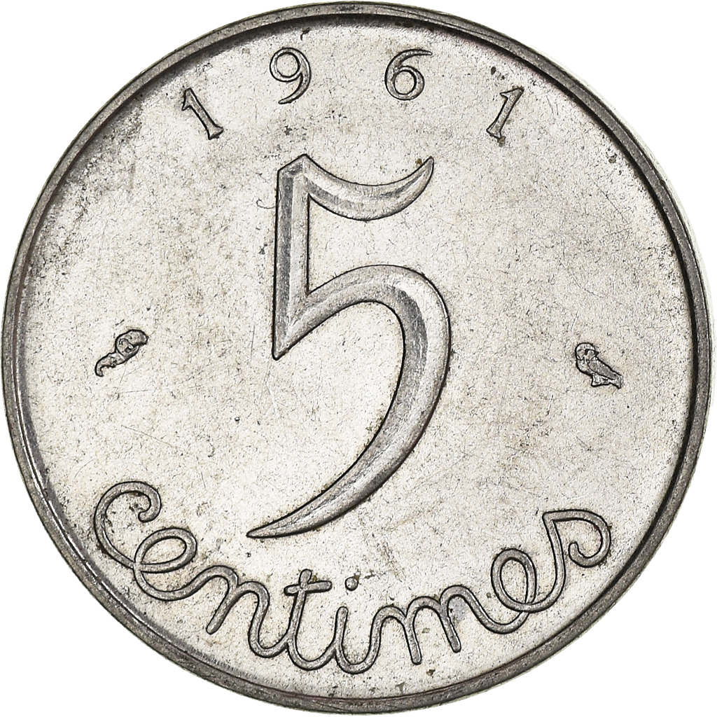 Moneda, Francia, 5 Centimes, 1961