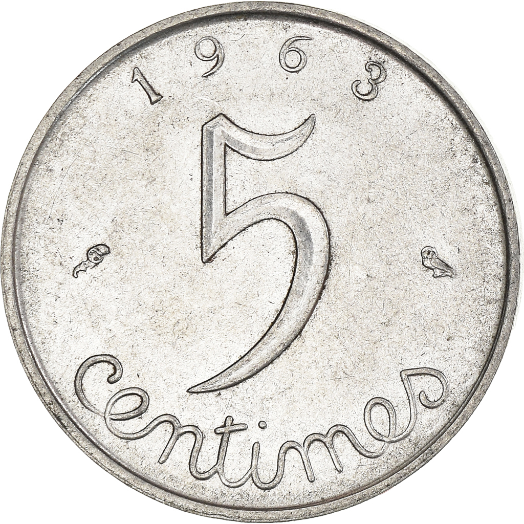 Moneda, Francia, 5 Centimes, 1963