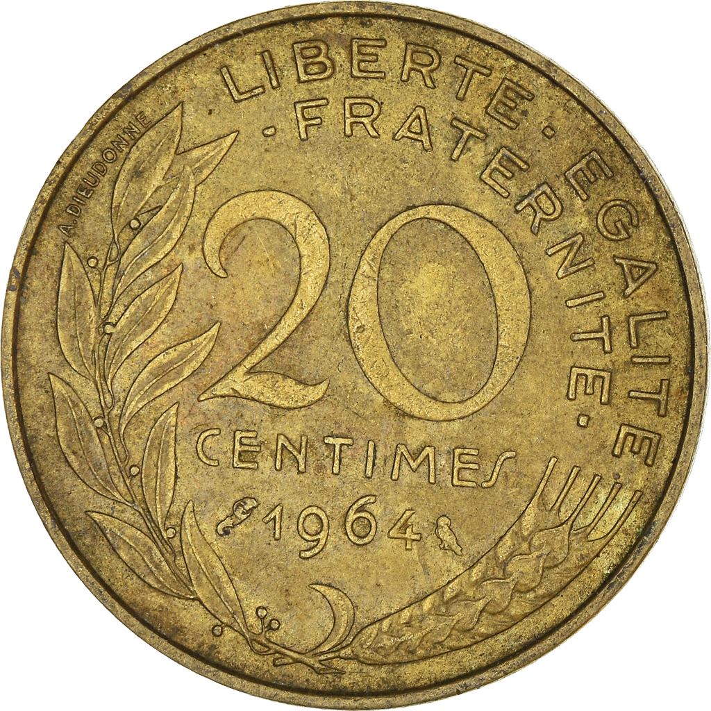 Moneda, Francia, 20 Centimes, 1964