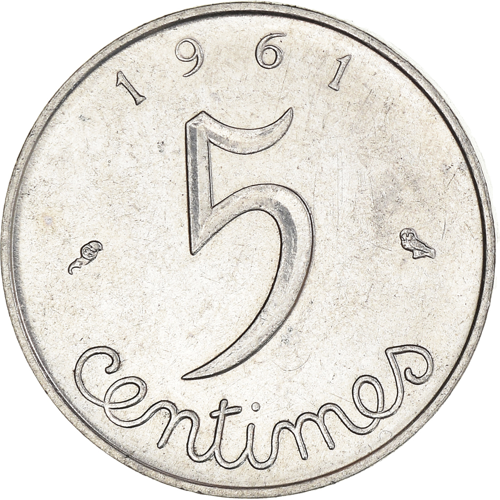 Moneda, Francia, 5 Centimes, 1961