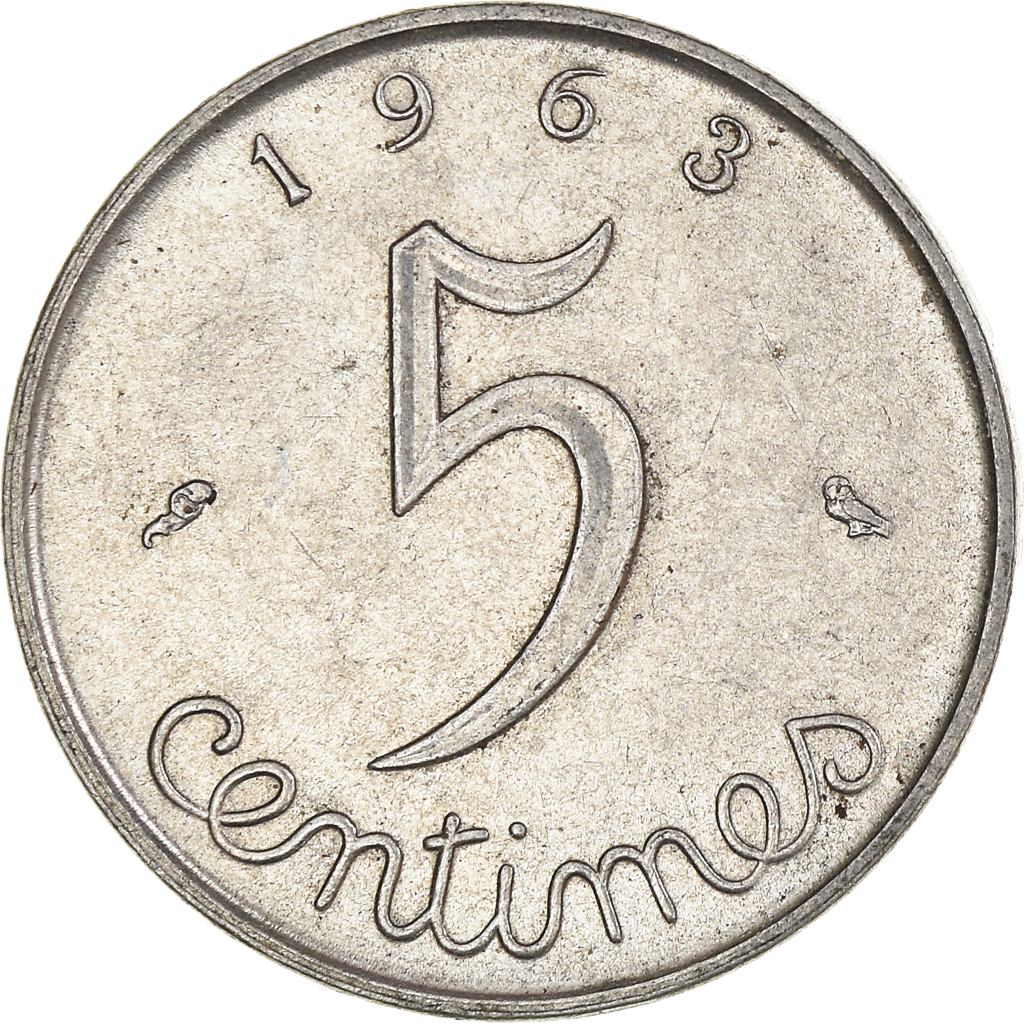 Moneda, Francia, 5 Centimes, 1963