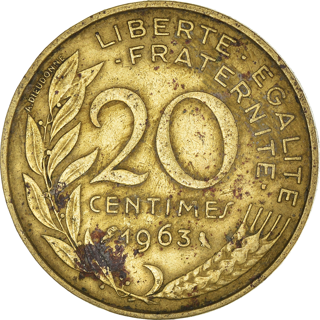 Moneda, Francia, 20 Centimes, 1963