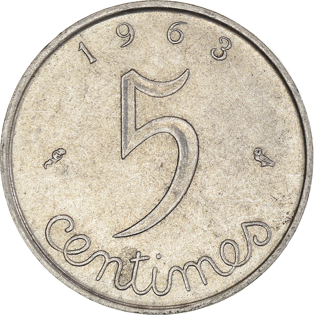 Moneda, Francia, 5 Centimes, 1963