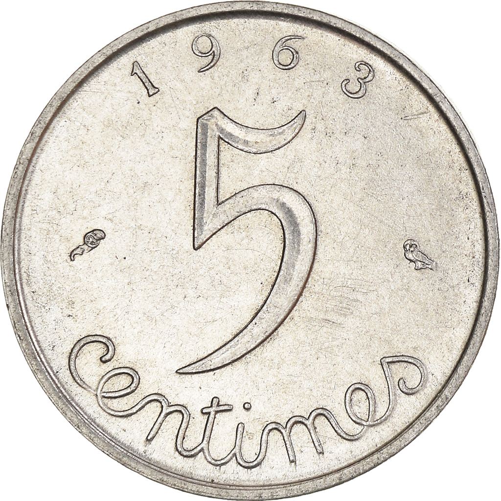 Moneda, Francia, 5 Centimes, 1963