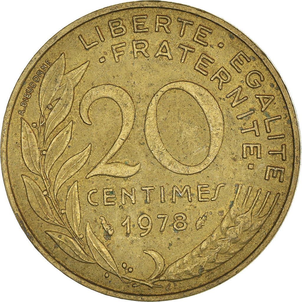 Moneda, Francia, 20 Centimes, 1978