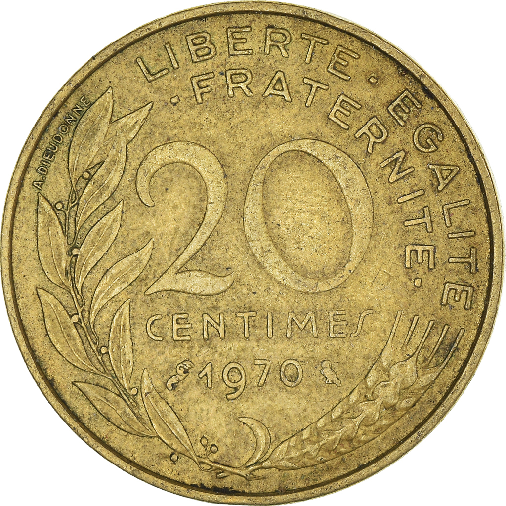 Moneda, Francia, 20 Centimes, 1970
